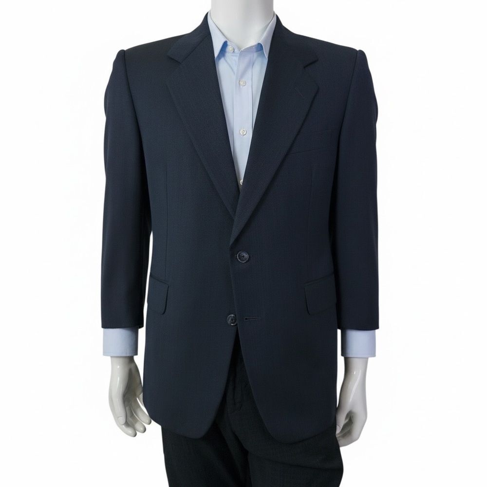 Hickey Freeman Loro Piana Super 120s Navy Herrington Wool Blazer 43S USA